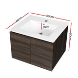 Cefito Vanity Unit 600mm with Basin Walnut - Top-Down View