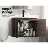Cefito Vanity Unit 600mm with Basin Walnut - Close-Up Angle