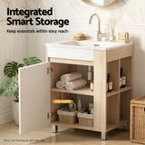 Cefito Vanity Unit 835mm Basin Bathroom Cabinet Side Storage Free Standing Sink - Rear View