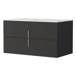 Cefito Vanity Unit 900mm Bathroom Cabinet Storage Wall Hung Black Timber Front