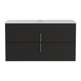 Cefito Vanity Unit 900mm Bathroom Cabinet Storage Wall Hung Black Timber Front - Side View