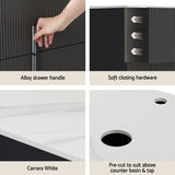 Cefito Vanity Unit 900mm Bathroom Cabinet Storage Wall Hung Black Timber Front - Rear View