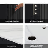 Cefito Vanity Unit 900mm Bathroom Cabinet Storage Wall Hung Grooved Timber Black - Close-Up Angle