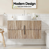 Cefito Vanity Unit 900mm Bathroom Cabinet Storage Wall Hung Timber Front Pine - 45-Degree Angle
