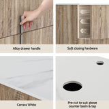 Cefito Vanity Unit 900mm Bathroom Cabinet Storage Wall Hung Timber Front Pine - Close-Up Angle