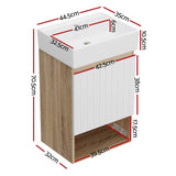 Cefito Vanity Unit 445mm Basin Bathroom Cabinet Storage Wall Hung Sink White - Front View