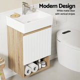 Cefito Vanity Unit 445mm Basin Bathroom Cabinet Storage Wall Hung Sink White - Top-Down View