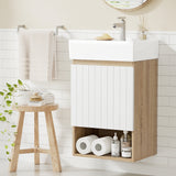 Cefito Vanity Unit 445mm Basin Bathroom Cabinet Storage Wall Hung Sink White - Close-Up Angle