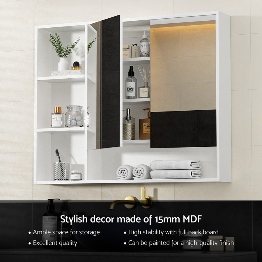 Cefito Bathroom Mirror Cabinet 100CM Vanity Medicine Wall Mounted Storage White
