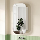 Cefito Bathroom Mirror Cabinet Medicine Shaving Arch Wall Hung 450x900mm White - Close-Up Angle