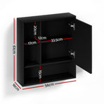 Cefito Bathroom Mirror Cabinet Mirrored Medicine Adjustable Shelf Wall Mounted 560mm Black