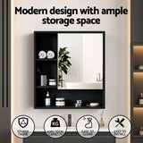 Cefito Bathroom Mirror Cabinet Mirrored Medicine Adjustable Shelf Wall Mounted 560mm Black - Top-Down View