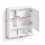 Cefito Bathroom Mirror Cabinet Mirrored Medicine Adjustable Shelf Wall Mounted 560mm White - Front View