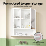 Cefito Bathroom Mirror Cabinet Mirrored Medicine Adjustable Shelf Wall Mounted 560mm White