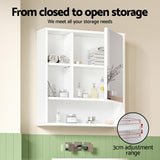 Cefito Bathroom Mirror Cabinet Mirrored Medicine Adjustable Shelf Wall Mounted 560mm White - Rear View
