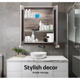 Cefito Bathroom Mirror Cabinet 600x720mm Oak - 45-Degree Angle