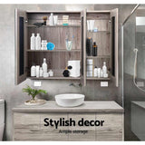 Cefito Bathroom Mirror Cabinet 900x720mm Oak - 45-Degree Angle