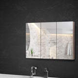 Cefito Bathroom Mirror Cabinet 900x720mm Oak - Close-Up Angle