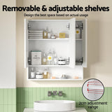 Cefito Bathroom Mirror Cabinet Medicine Adjustable Shelves Wall Hung 700x750mm White - Rear View