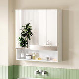 Cefito Bathroom Mirror Cabinet Medicine Adjustable Shelves Wall Hung 700x750mm White - Close-Up Angle