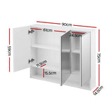 Cefito Bathroom Mirror Cabinet Medicine Adjustable Shelves Wall Hung 900x750mm White