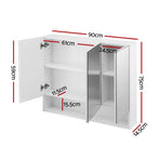 Cefito Bathroom Mirror Cabinet Medicine Adjustable Shelves Wall Hung 900x750mm White