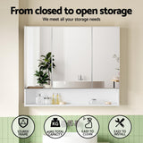 Cefito Bathroom Mirror Cabinet Medicine Adjustable Shelves Wall Hung 900x750mm White - Top-Down View