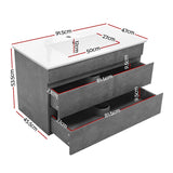Cefito Vanity Unit 915mm with Basin Grey - Side View