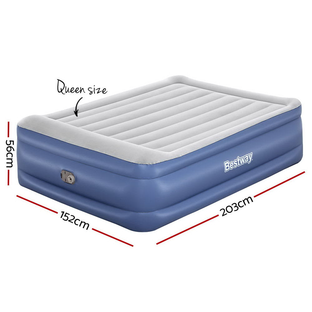 Queen Size Bestway Inflatable Air Mattress with Built-In Pump