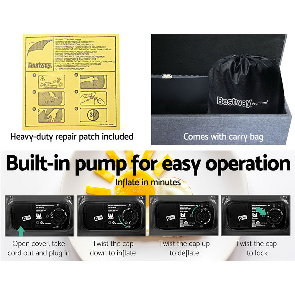 Queen Size Bestway Inflatable Air Mattress with Built-In Pump