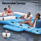 Bestway Pool Float Island Inflatable Lounge 6-person Raft Seat Canopy - Top-Down View