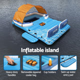 Bestway Pool Float Island Inflatable Lounge 6-person Raft Seat Canopy - 45-Degree Angle