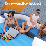 Bestway Pool Float Island Inflatable Lounge 6-person Raft Seat Canopy - Rear View