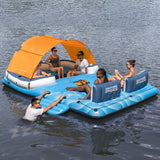 Bestway Pool Float Island Inflatable Lounge 6-person Raft Seat Canopy - Close-Up Angle