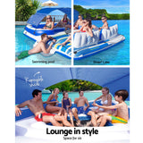 Bestway Pool Float Island Inflatable Lounge 6-person Seat Canopy - Top-Down View