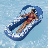 Bestway Blue Inflatable Pool Lounger with Removable Sunshade Canopy - 1.98m x 1.12m - Close-Up Angle