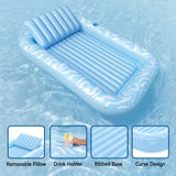 Bestway Float Floating Seat Pool Lounger Inflatable Lounge Chair Bed Pillow Cup Holder 2.03MX1.37M - 45-Degree Angle