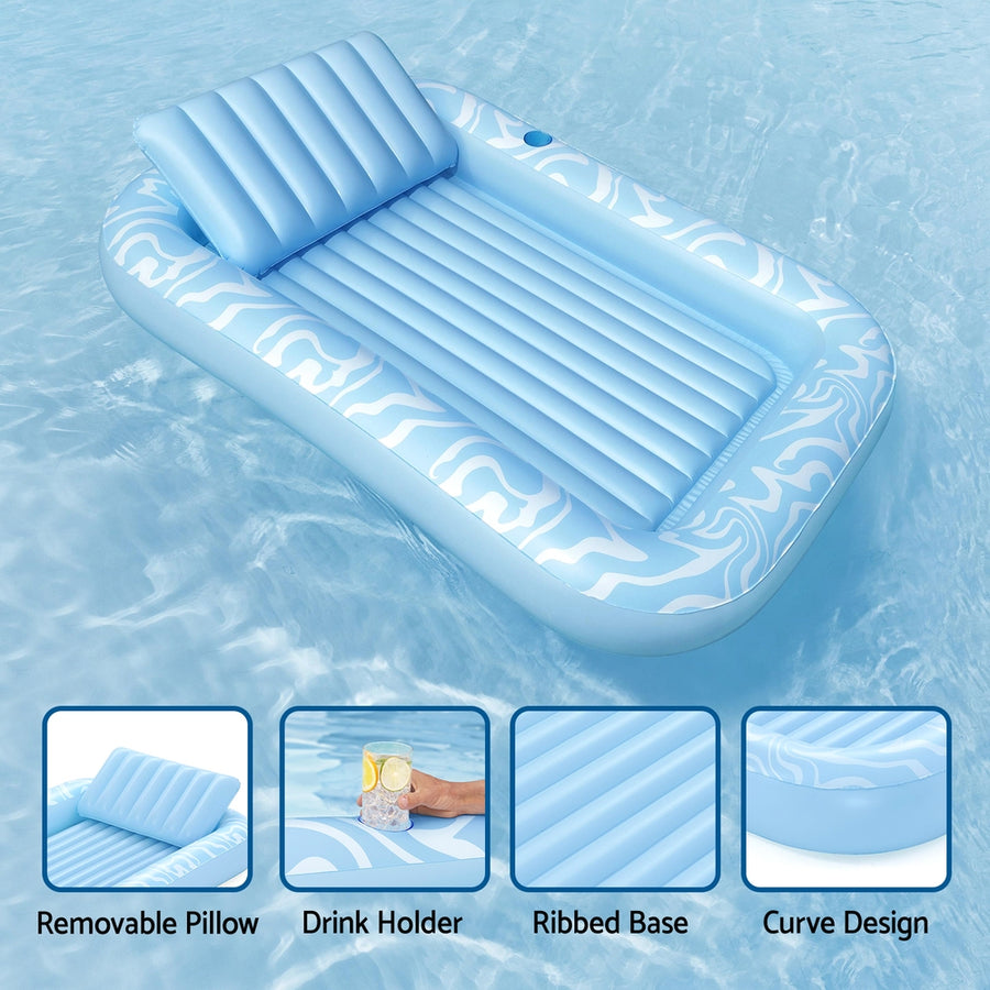 Bestway Float Floating Seat Pool Lounger Inflatable Lounge Chair Bed Pillow Cup Holder 2.03MX1.37M
