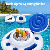 Bestway Inflatable Floating Cooler with Cup Holders for Pool Holds 24 Cans - Top-Down View