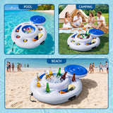 Bestway Inflatable Floating Cooler with Cup Holders for Pool Holds 24 Cans - 45-Degree Angle