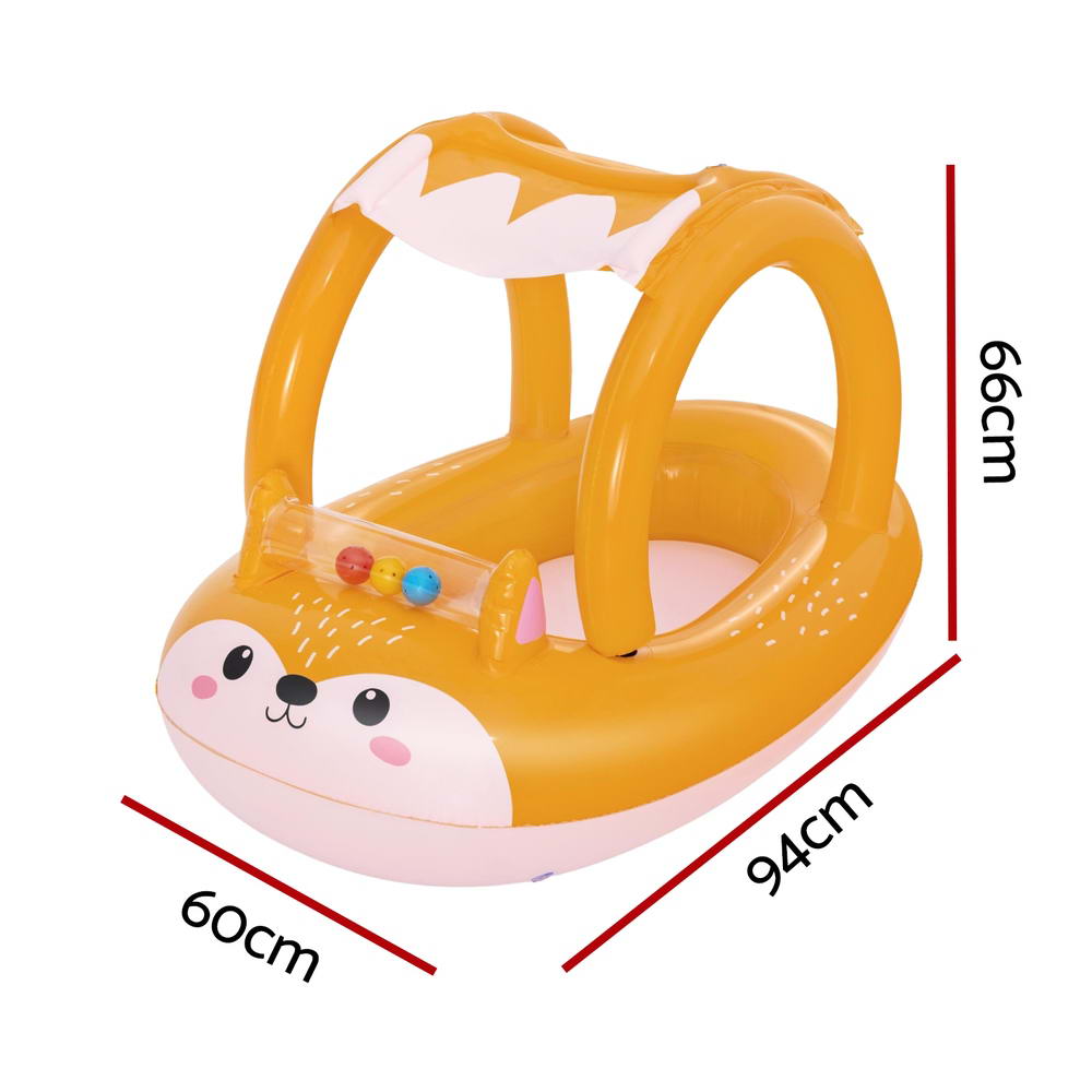 Bestway Kids' Inflatable Fox Pool Float with Removable Canopy - 94x66CM