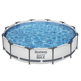Bestway Swimming Pool 366x76cm Steel Frame Round Above Ground Pools w/ Filter Pump 6473L - Side View