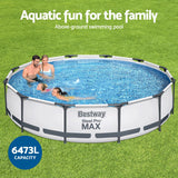 Bestway Swimming Pool 366x76cm Steel Frame Round Above Ground Pools w/ Filter Pump 6473L - Top-Down View