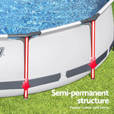 Bestway Swimming Pool 366x76cm Steel Frame Round Above Ground Pools w/ Filter Pump 6473L - 45-Degree Angle