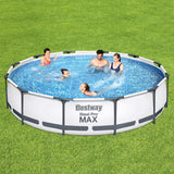 Bestway Swimming Pool 366x76cm Steel Frame Round Above Ground Pools w/ Filter Pump 6473L - Close-Up Angle