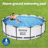 Bestway Swimming Pool 366x100cm Steel Frame Round Above Ground Pools w/ Filter Pump 9150L - Top-Down View