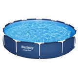 Bestway Swimming Pool 366x76cm Steel Frame Round Above Ground Pools w/ Filter Pump 6473L - Side View
