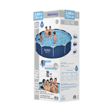 Bestway Swimming Pool 366x76cm Steel Frame Round Above Ground Pools w/ Filter Pump 6473L - Top-Down View