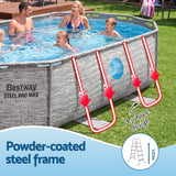 Bestway Swimming Pool 427x250x100cm Steel Frame Above Ground Pools Filter Pump Ladder 7250L - 45-Degree Angle