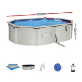 Bestway Swimming Pool 500x366x122cm Steel Frame Above Ground Pools Filter Pump Ladder 16296L - Front View